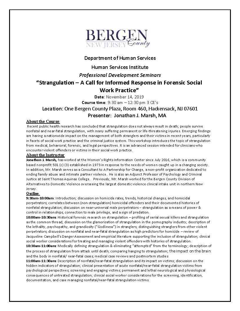 Promotional Flyer Strangulation a Call for Informed Response in Forensic Social Work Practice 090619 Page 1