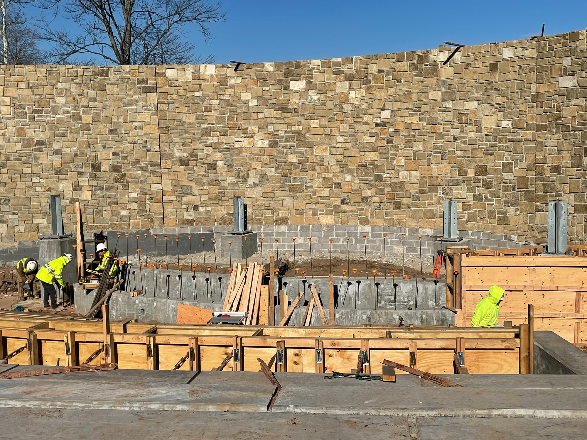 1/27/22: Amphitheater stage under construction
